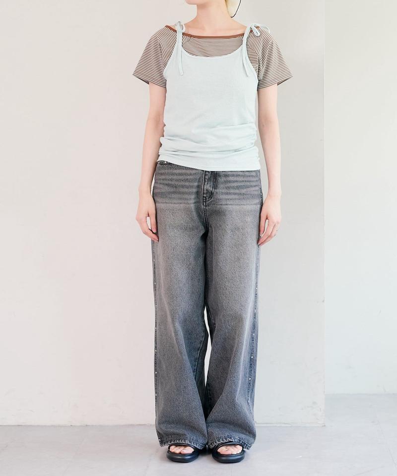 【セットアイテム】ボーダーTEE×キャミSET