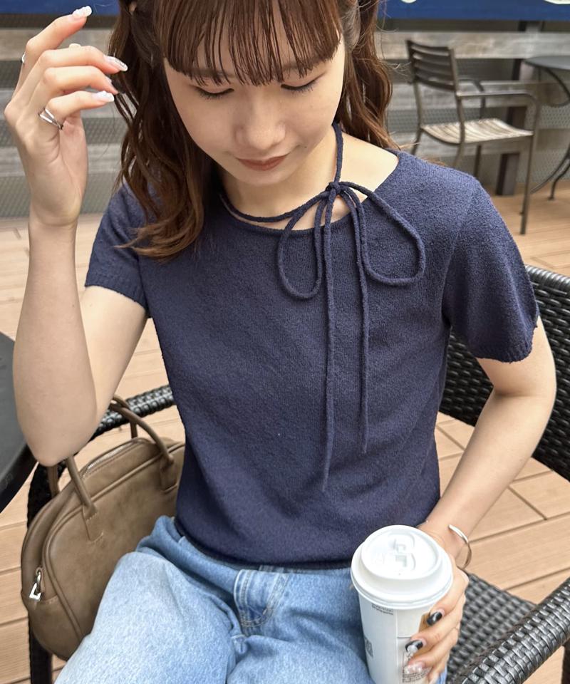 【紐取り外し可能/アレンジ動画あり】ミニブークレチョーカー半袖プルオーバー《umm》