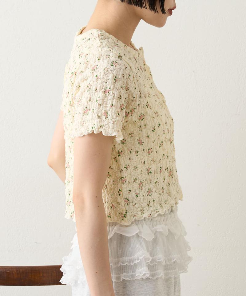 【４色展開】小花シャーリングメローカーディガン