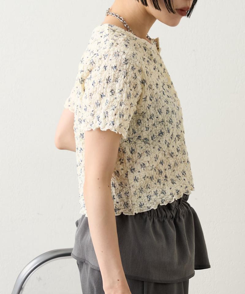【４色展開】小花シャーリングメローカーディガン