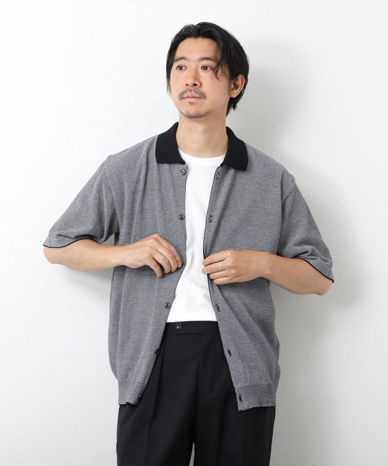 【SIX FUNCTIONS】ウォッシャブル コースボーダーニットシャツ