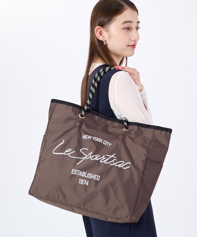 LARGE 2 WAY TOTE2ウェイチョコレート/ブラックシャイン