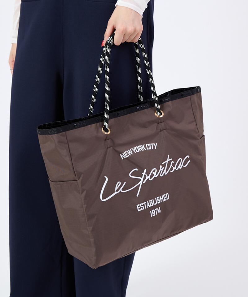 LARGE 2 WAY TOTE2ウェイチョコレート/ブラックシャイン