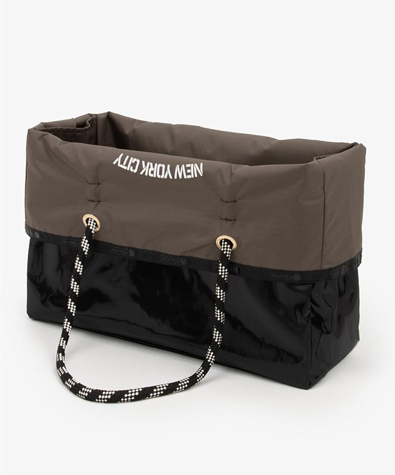 LARGE 2 WAY TOTE2ウェイチョコレート/ブラックシャイン