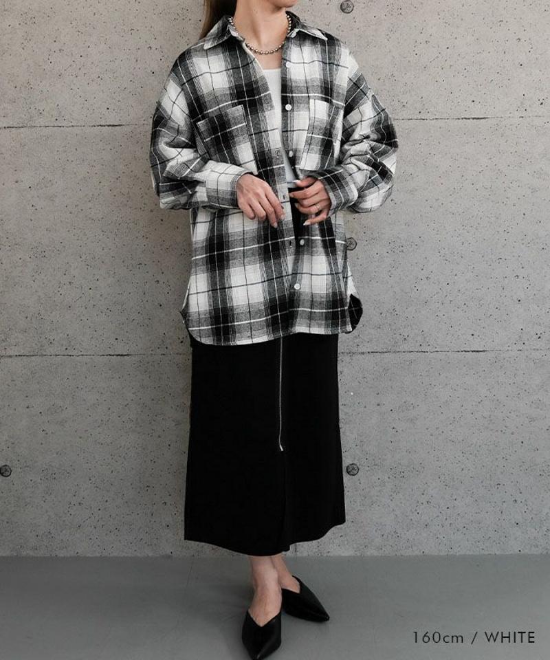 チェックロングシャツ 春 秋 冬  aquagarage