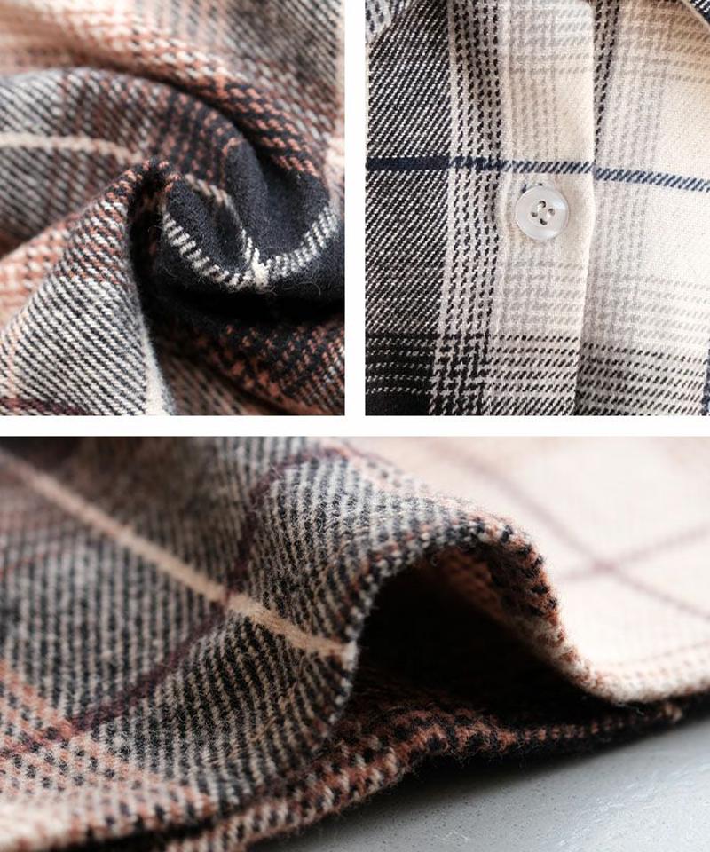 チェックロングシャツ 春 秋 冬  aquagarage