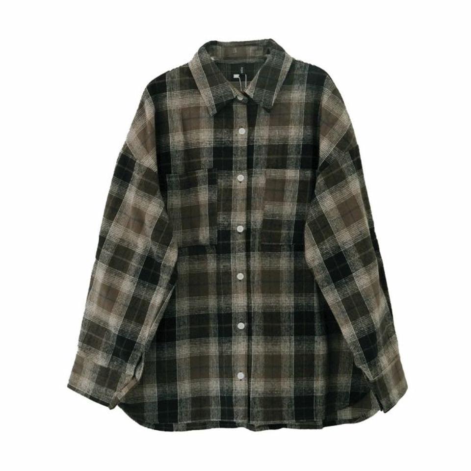 チェックロングシャツ 春 秋 冬  aquagarage
