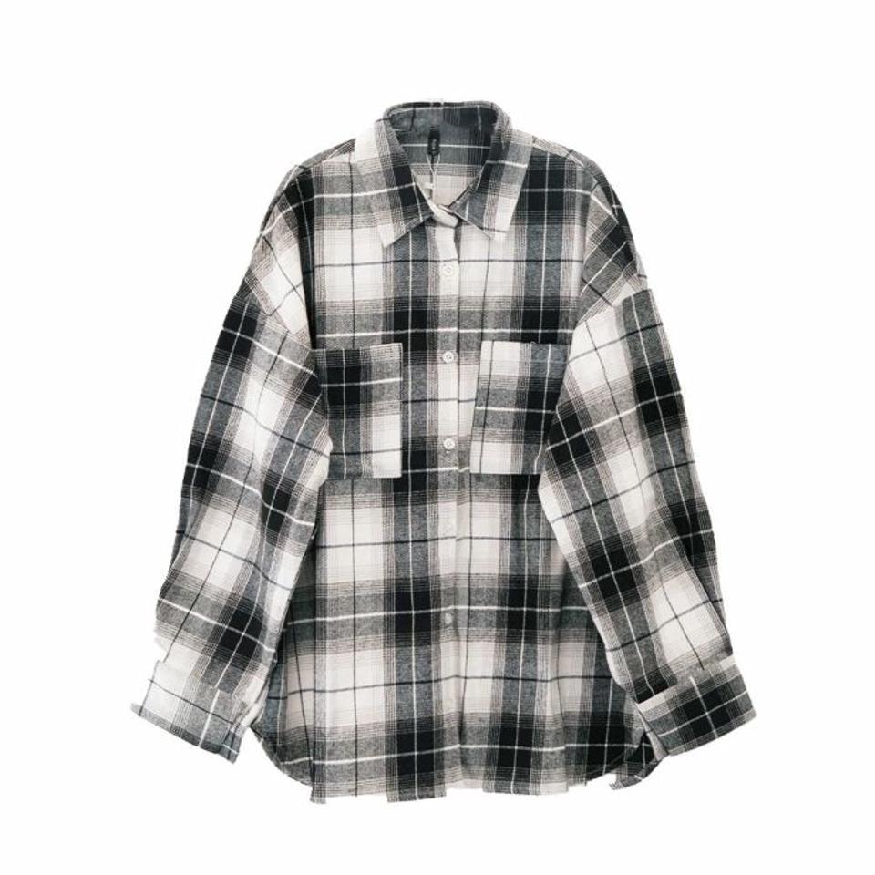 チェックロングシャツ 春 秋 冬  aquagarage