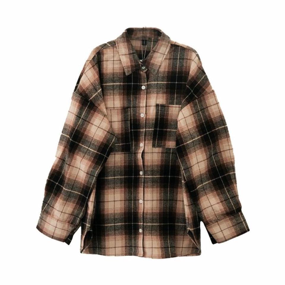 チェックロングシャツ 春 秋 冬  aquagarage