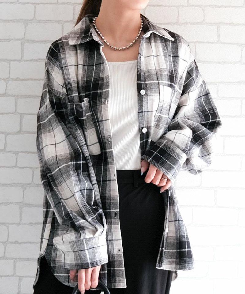 チェックロングシャツ 春 秋 冬  aquagarage