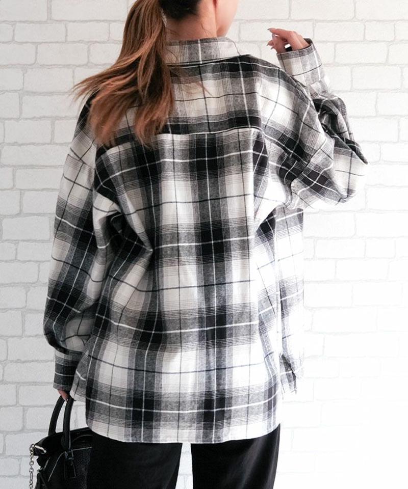 チェックロングシャツ 春 秋 冬  aquagarage