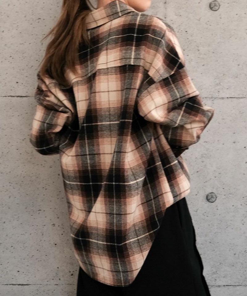 チェックロングシャツ 春 秋 冬  aquagarage