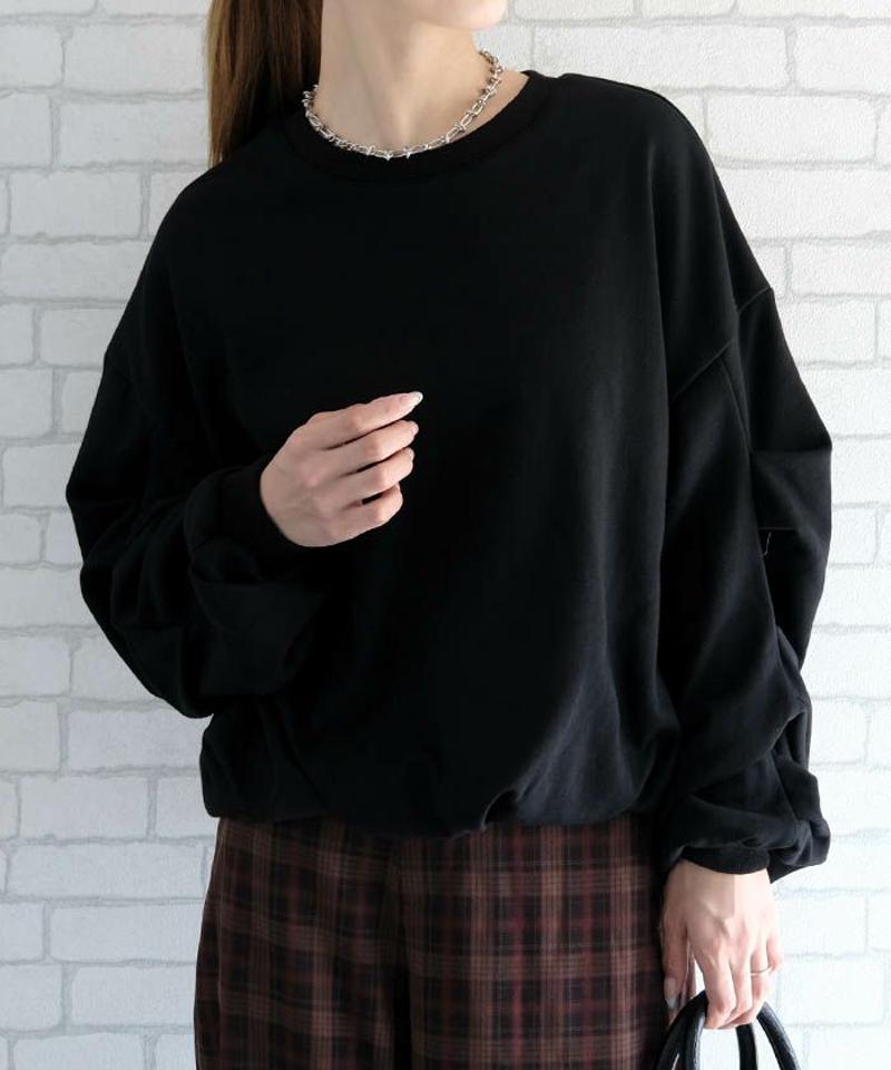 袖タックバルーントップス 秋 冬 M  レディース