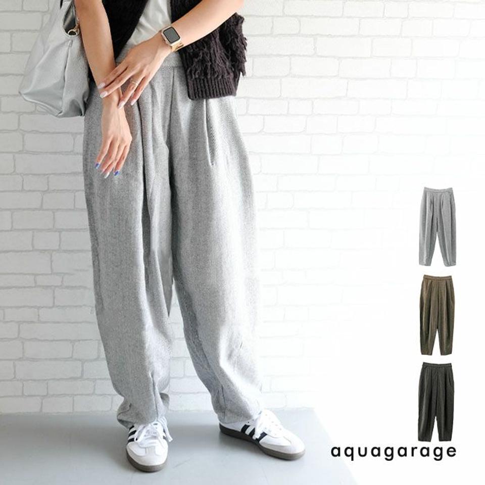 ヘリンボーンタックパンツ レディース 春 秋  冬 M  |アクアガレージ aquagarage