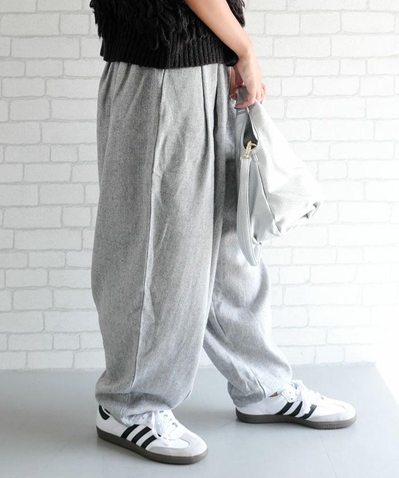 ヘリンボーンタックパンツ レディース 春 秋  冬 M  |アクアガレージ aquagarage