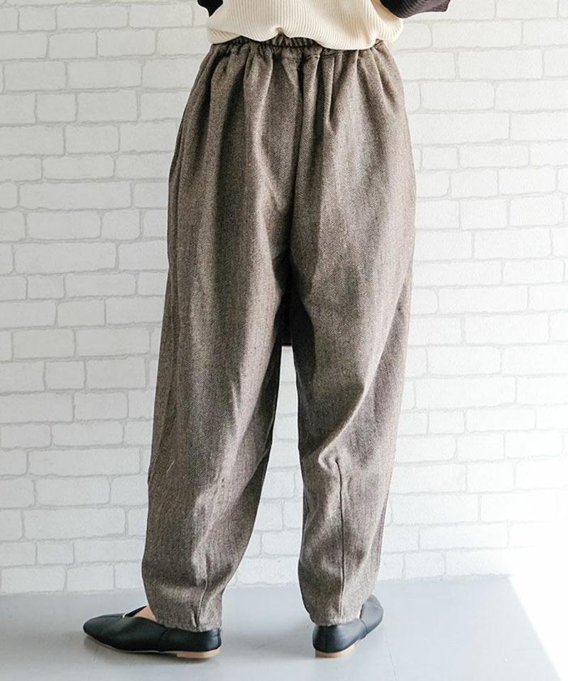 ヘリンボーンタックパンツ レディース 春 秋  冬 M  |アクアガレージ aquagarage