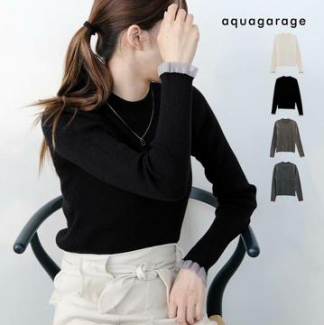 袖先シアーハイゲージニットトップス 春 秋 冬 M レディース  |