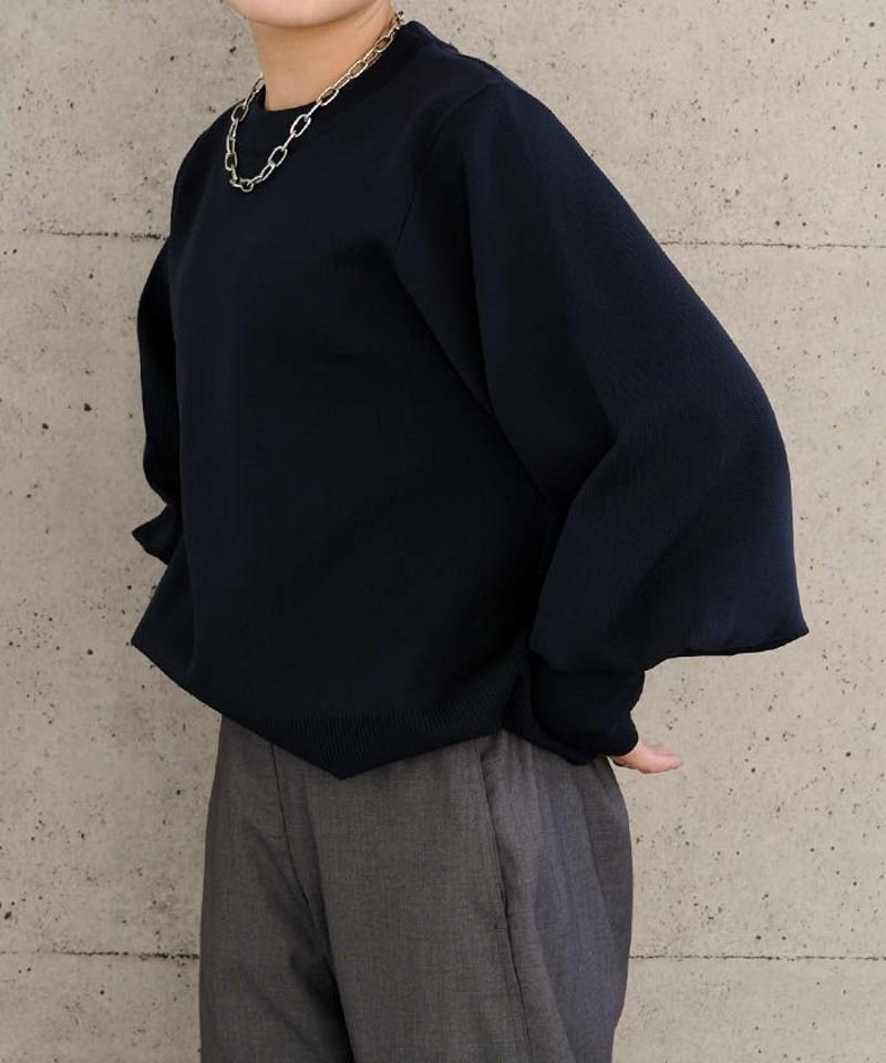 ロングリブボリューム袖ニットトップス 春  秋 冬 M  レディース  予約(10月上旬頃)