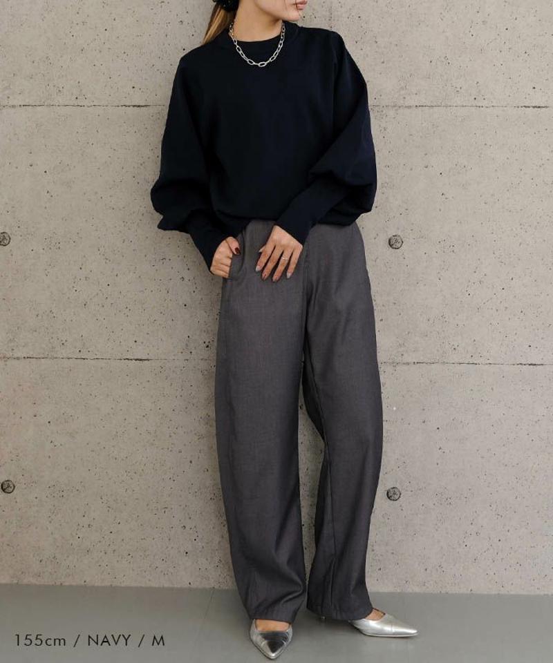 ロングリブボリューム袖ニットトップス 春  秋 冬 M  レディース  予約(10月上旬頃)