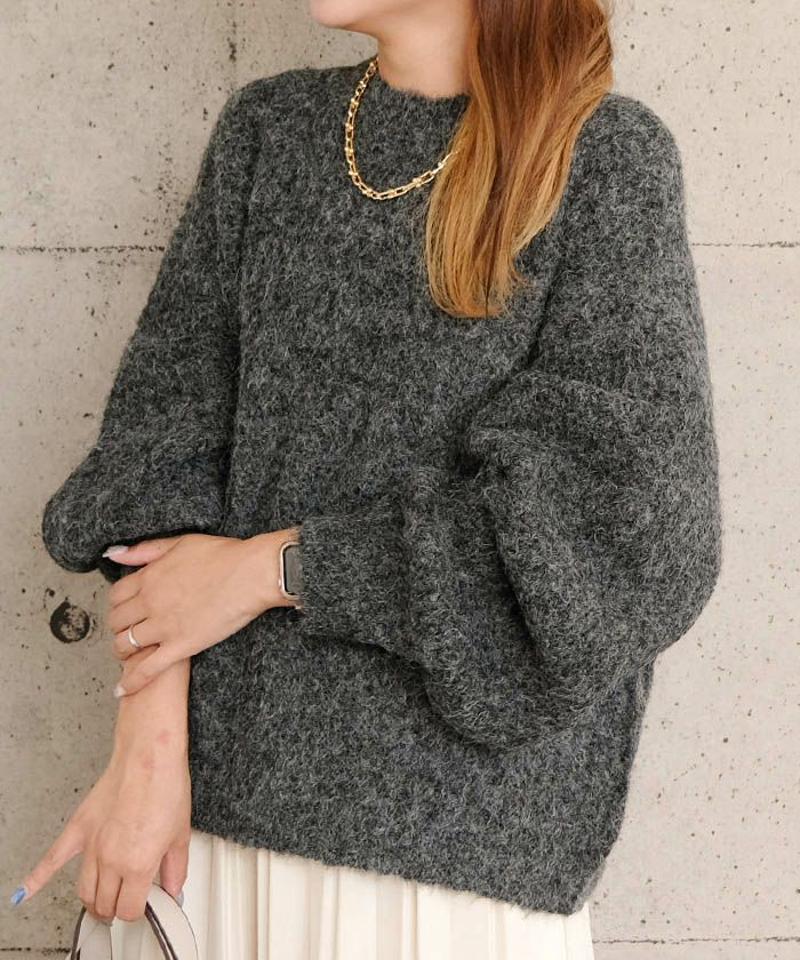 アルパカ風ニットトップス 秋 冬 M  レディース