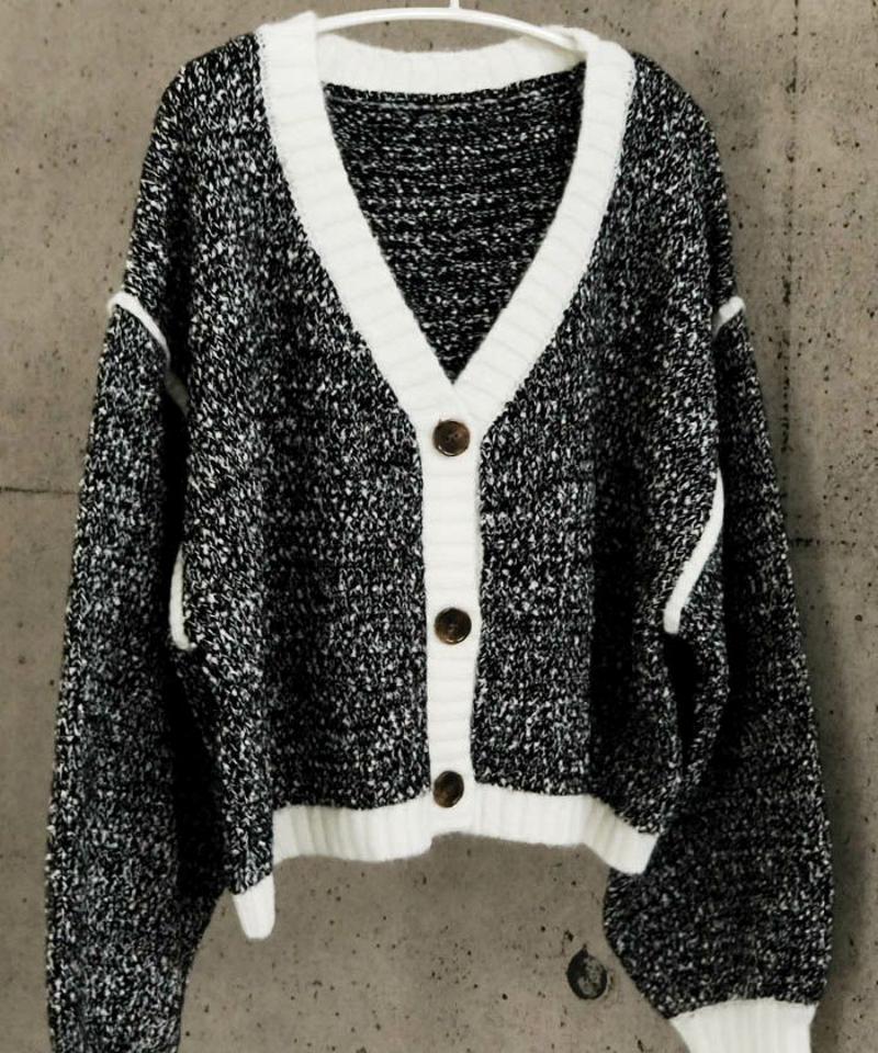 配色MIXニットカーディガン 秋 冬 M  レディース