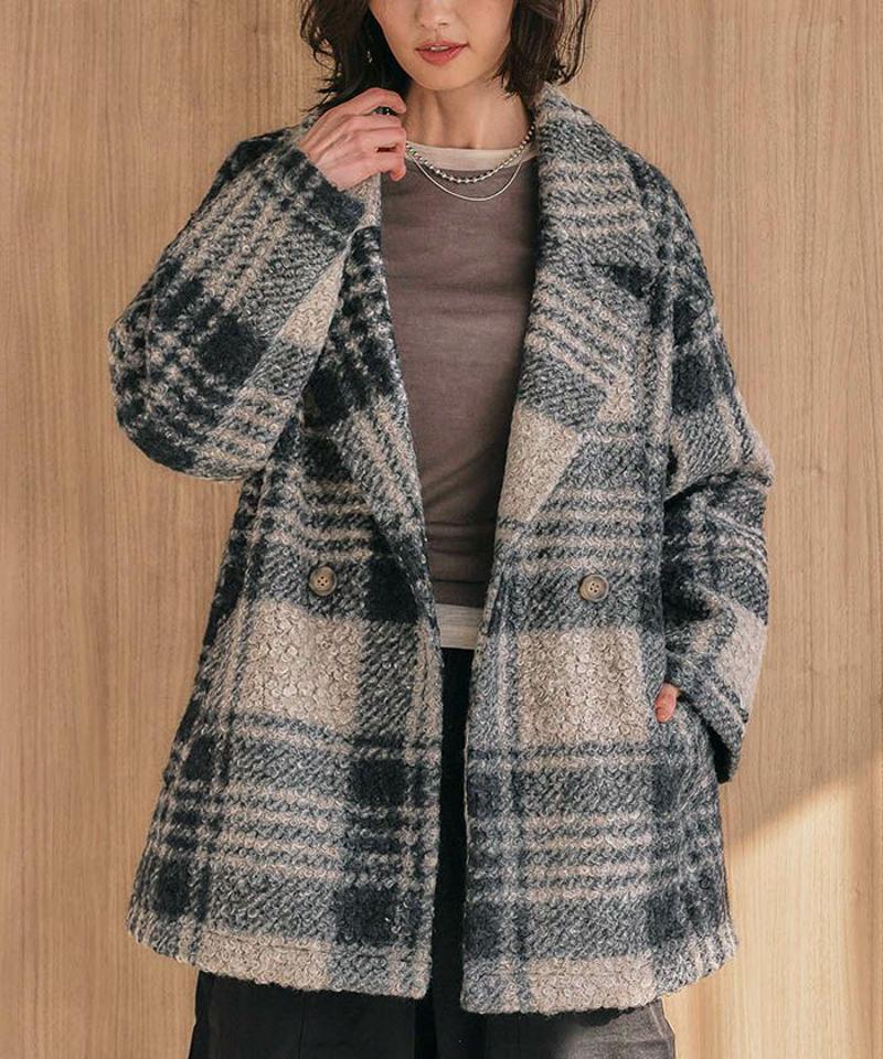 フェイクリングウールダブルテーラードコート 秋 冬 M