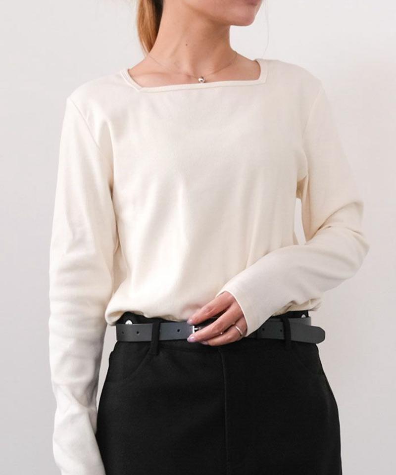 ネックが選べるリブカットソー 春 秋 冬 M L