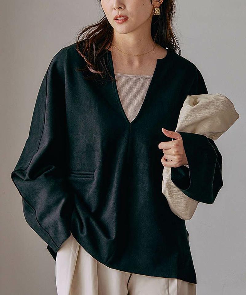 キーネックオーバートップス 春 秋 冬 M レディース