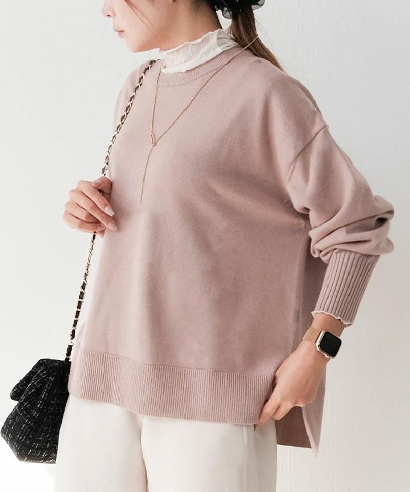 サイドスリットニットプルオーバー 秋 冬 M レディース