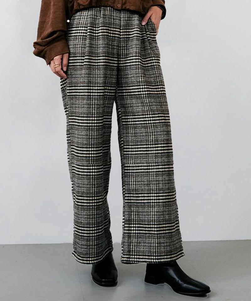 チェック柄ワイドパンツ 春 夏 秋 冬 M L |アクアガレージ aquagarage