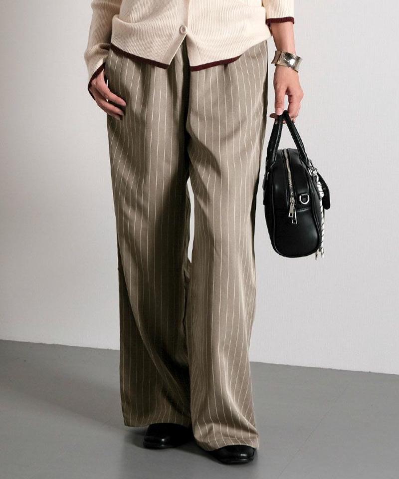 ピンストライプワイドパンツ レディース 春 夏 秋 冬 M |アクアガレージ aquagarage