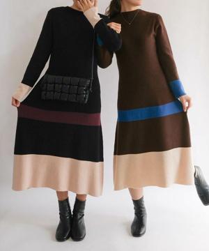 Aラインニットワンピース レディース 秋 冬