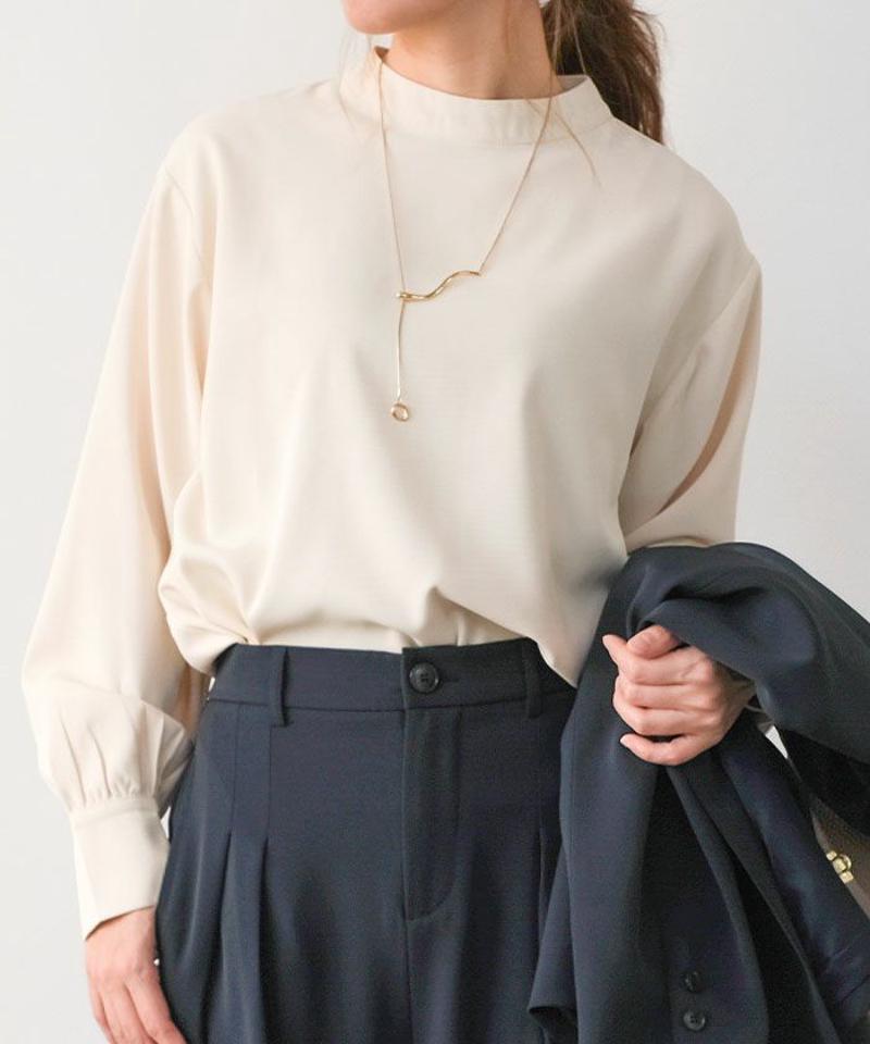 バンドカラーAラインブラウス 春 秋 冬 レディース 予約(1月下旬頃)