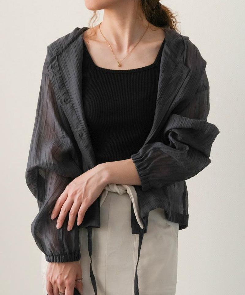 裾ドロストシアーシャツパーカー 春 夏 秋