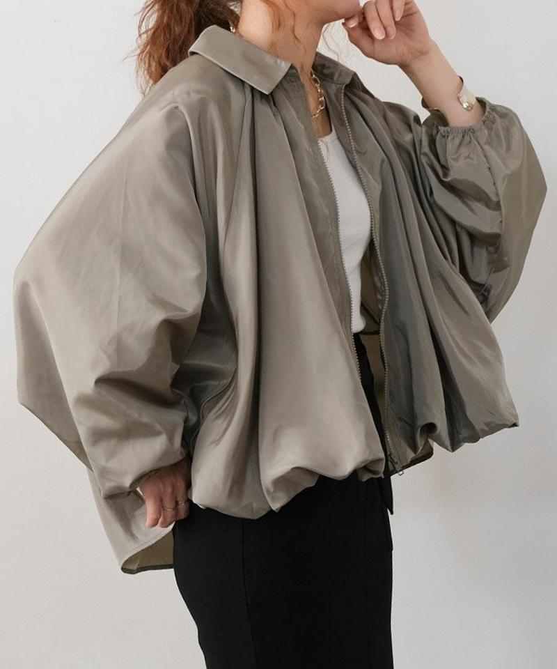 サテンドルマンブルゾン レディース 春 秋 長袖
