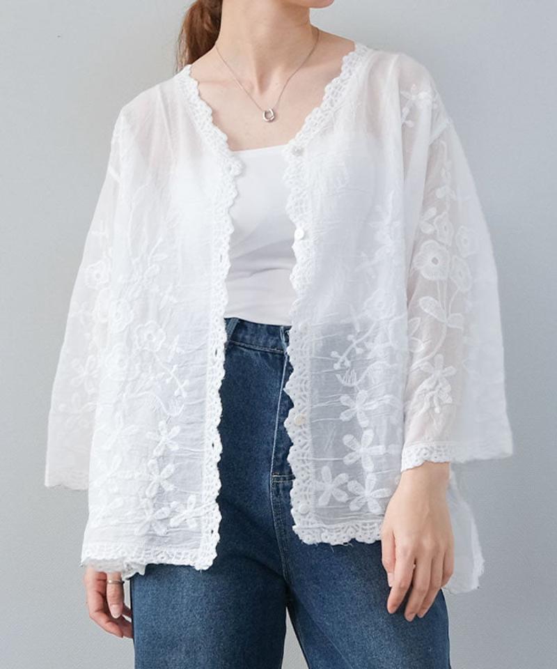 シアーレースブラウス 春 夏 M レディース |
