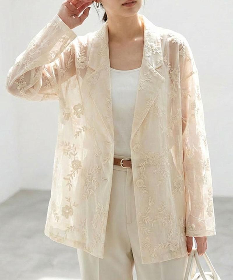 花柄刺繍テーラードジャケット  | アクアガレージ