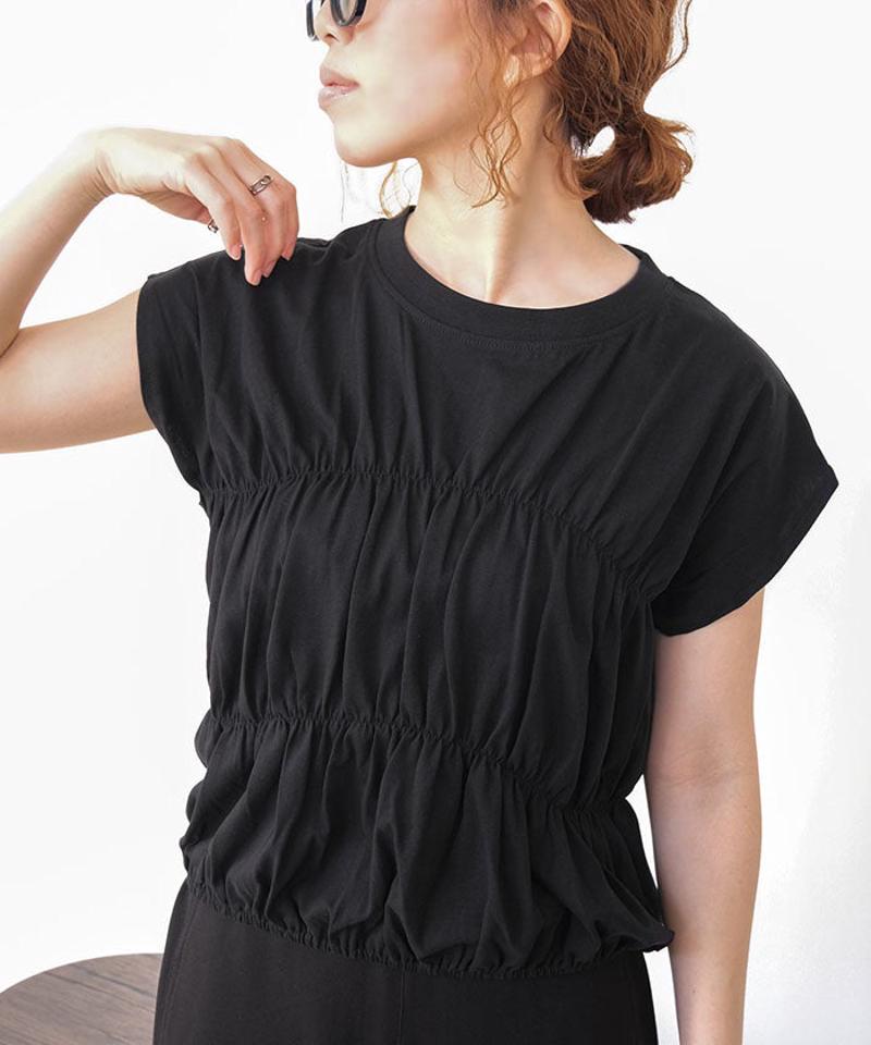 フレンチスリーブシャーリングトップス 春 夏
