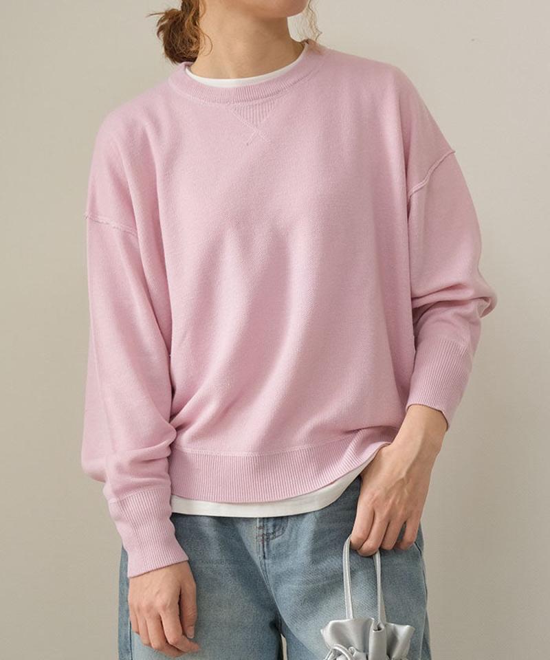 スウェットライクニットボリュームスリーブトップス 春 秋 冬 |アクアガレージ aquagarage