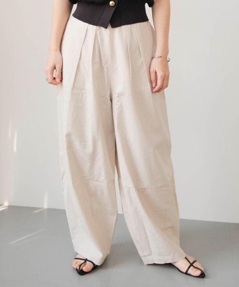 リネンブレンドバレルレッグパンツ 春 夏 秋 M L  |アクアガレージ aquagarage