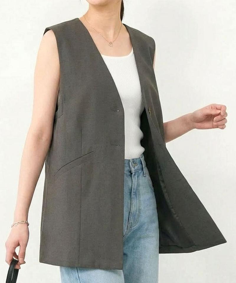 リネンライクノーカラージレ 春 夏 秋 M L