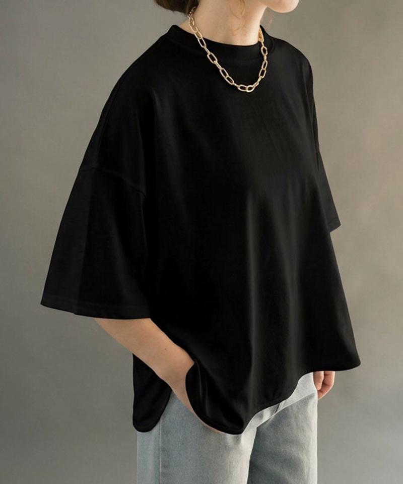 5分袖オーバーサイズTシャツ 春 夏