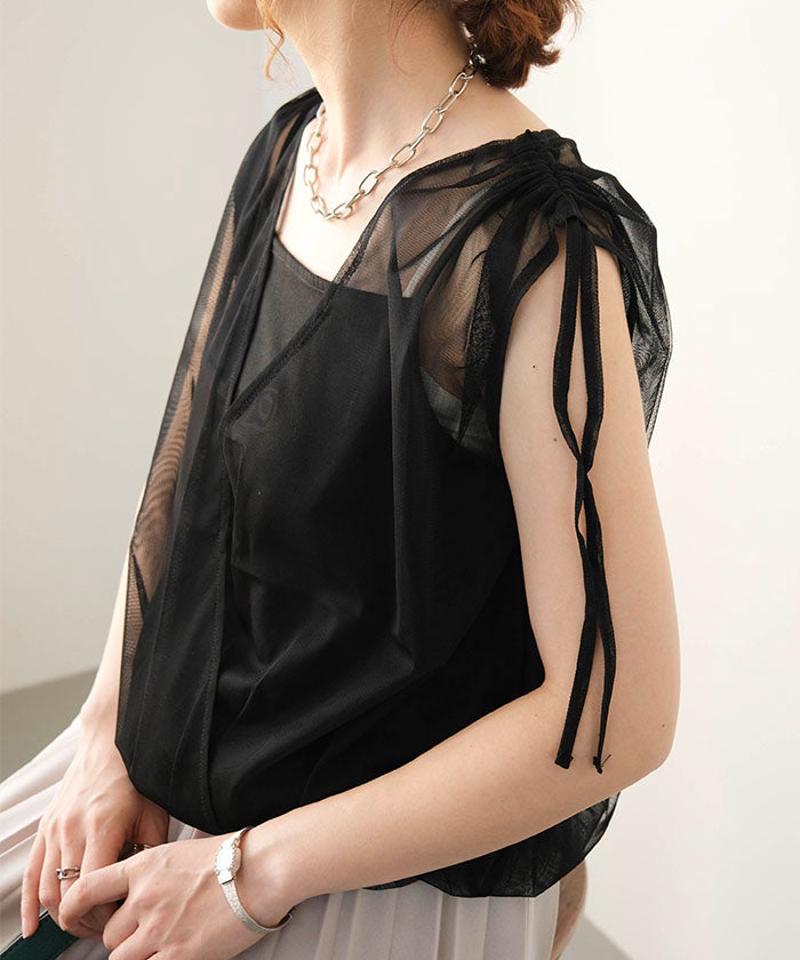 前後2wayチュールカシュクールトップス 春 夏   M レディース  |