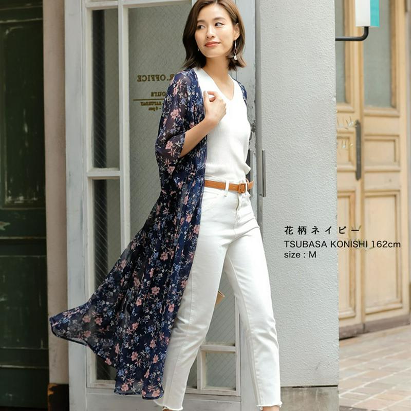 花柄＆エスニック柄シフォンロングガウンワンピース[お急ぎ便対応]