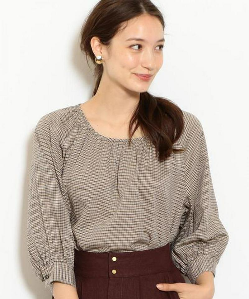NFC ギャザー チェック ブラウス