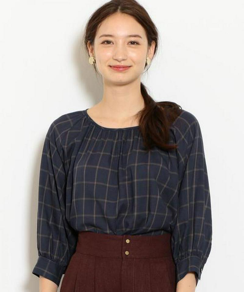 NFC ギャザー チェック ブラウス