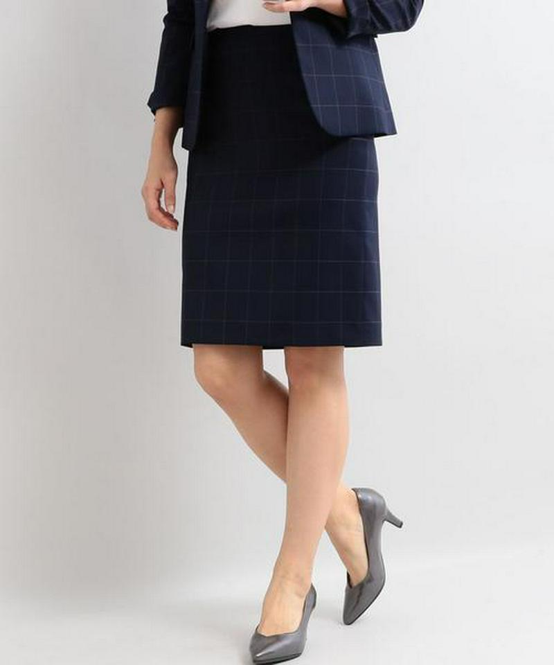 【WORK TRIP OUTFITS】TW/PU ウィンドウペン タイトスカート