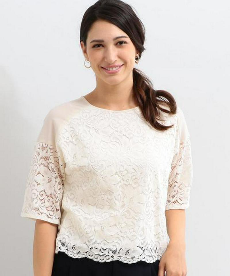 【WORK TRIP OUTFITS】CS レース×ジョーゼット ブラウス