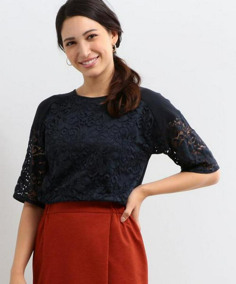 【WORK TRIP OUTFITS】CS レース×ジョーゼット ブラウス