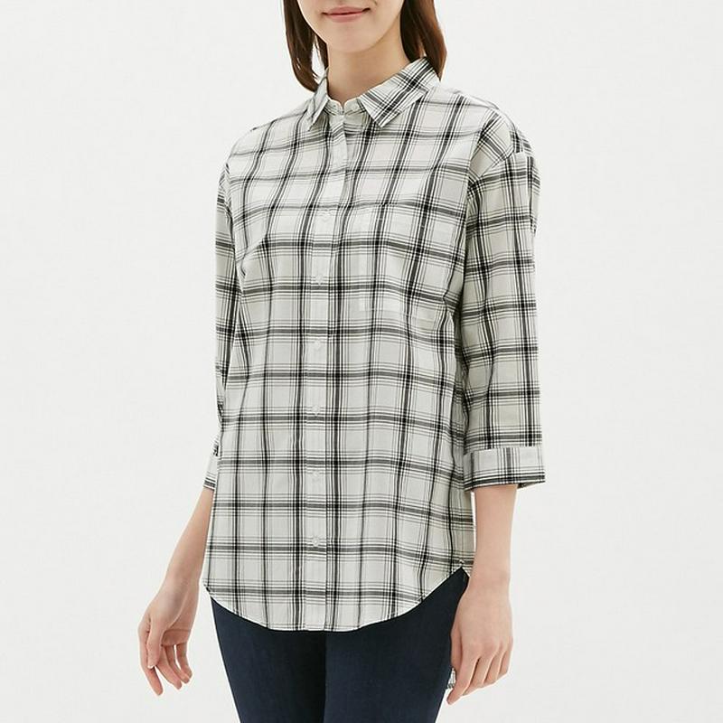 チェックロングシャツ(7分袖)